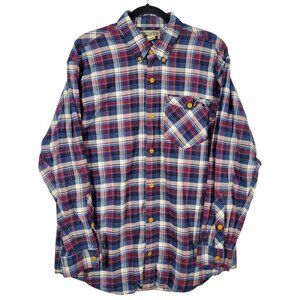 Duluth Iron Mountain Oxford Long Sleeve Button Down Shirt Men's L Navy Plaid